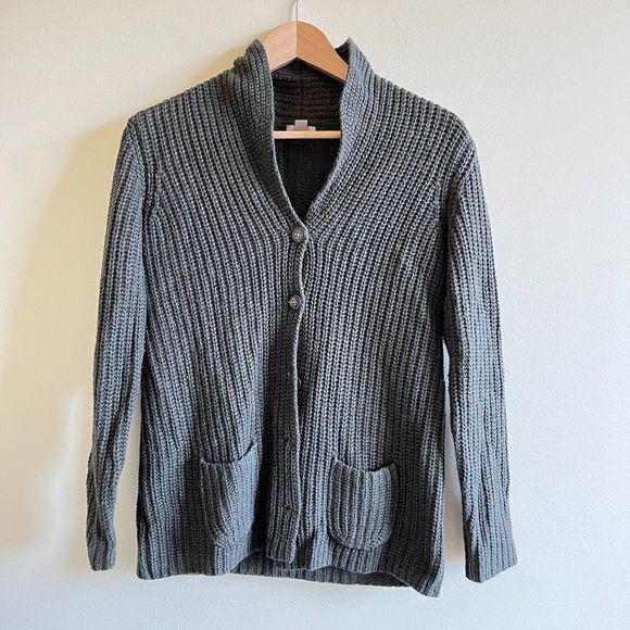J.JILL OLIVE GREEN BUTTON DOWN SWEATER CARDIGAN CABLE WOMENS PETITE SIZE XS - Picture 1 of 6